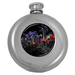 Grunge Paint Splatter Splash Ink Round Hip Flask (5 Oz) by Pakrebo