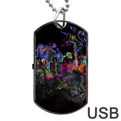 Grunge Paint Splatter Splash Ink Dog Tag Usb Flash (one Side) by Pakrebo