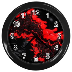 Red Black Fractal Mandelbrot Art Wallpaper Wall Clock (black) by Pakrebo