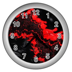 Red Black Fractal Mandelbrot Art Wallpaper Wall Clock (silver) by Pakrebo