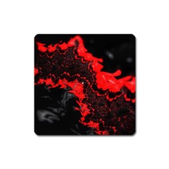 Red Black Fractal Mandelbrot Art Wallpaper Square Magnet by Pakrebo