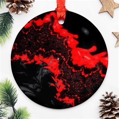 Red Black Fractal Mandelbrot Art Wallpaper Round Ornament (two Sides) by Pakrebo