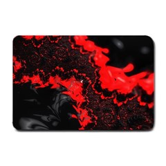 Red Black Fractal Mandelbrot Art Wallpaper Small Doormat  by Pakrebo