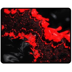 Red Black Fractal Mandelbrot Art Wallpaper Fleece Blanket (medium)  by Pakrebo