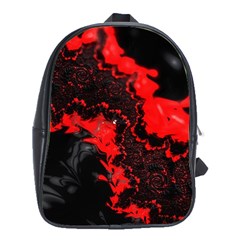 Red Black Fractal Mandelbrot Art Wallpaper School Bag (xl) by Pakrebo