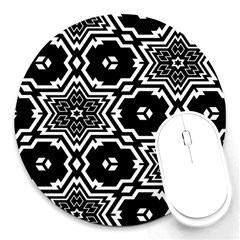 Black And White Pattern Background Structure Round Mousepads by Pakrebo