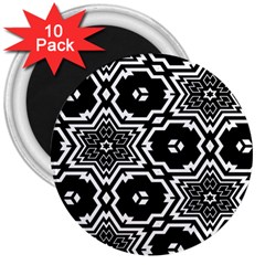 Black And White Pattern Background Structure 3  Magnets (10 Pack)  by Pakrebo