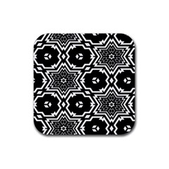 Black And White Pattern Background Structure Rubber Coaster (square)  by Pakrebo