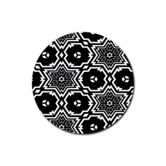 Black And White Pattern Background Structure Rubber Coaster (round)  by Pakrebo