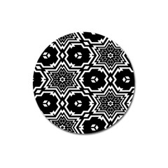 Black And White Pattern Background Structure Magnet 3  (round) by Pakrebo