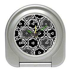 Black And White Pattern Background Structure Travel Alarm Clock by Pakrebo