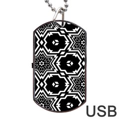 Black And White Pattern Background Structure Dog Tag Usb Flash (one Side) by Pakrebo