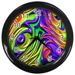 Fractal Mandelbrot Art Wallpaper Wall Clock (Black) Front