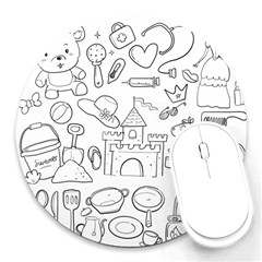 Baby Hand Sketch Drawn Toy Doodle Round Mousepads by Pakrebo