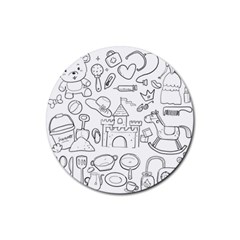 Baby Hand Sketch Drawn Toy Doodle Rubber Coaster (round)  by Pakrebo