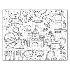 Baby Hand Sketch Drawn Toy Doodle Rectangular Jigsaw Puzzl by Pakrebo