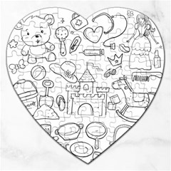 Baby Hand Sketch Drawn Toy Doodle Jigsaw Puzzle (heart) by Pakrebo