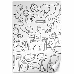 Baby Hand Sketch Drawn Toy Doodle Canvas 24  X 36  by Pakrebo