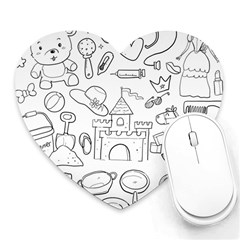 Baby Hand Sketch Drawn Toy Doodle Heart Mousepads by Pakrebo