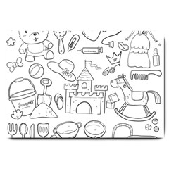 Baby Hand Sketch Drawn Toy Doodle Large Doormat  by Pakrebo