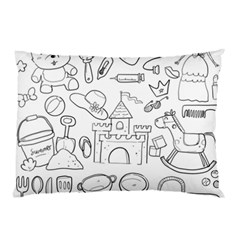 Baby Hand Sketch Drawn Toy Doodle Pillow Case by Pakrebo