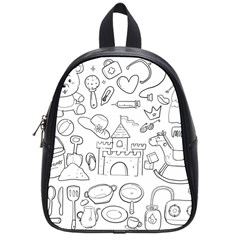 Baby Hand Sketch Drawn Toy Doodle School Bag (small) by Pakrebo