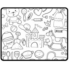 Baby Hand Sketch Drawn Toy Doodle Fleece Blanket (medium)  by Pakrebo