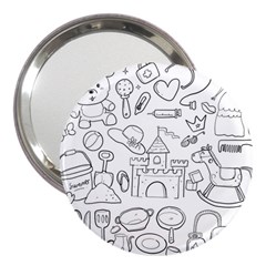 Baby Hand Sketch Drawn Toy Doodle 3  Handbag Mirrors by Pakrebo