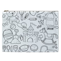 Baby Hand Sketch Drawn Toy Doodle Cosmetic Bag (xxl) by Pakrebo