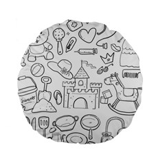 Baby Hand Sketch Drawn Toy Doodle Standard 15  Premium Round Cushions by Pakrebo