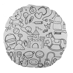 Baby Hand Sketch Drawn Toy Doodle Large 18  Premium Flano Round Cushions by Pakrebo