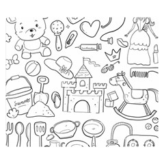 Baby Hand Sketch Drawn Toy Doodle Double Sided Flano Blanket (small)  by Pakrebo