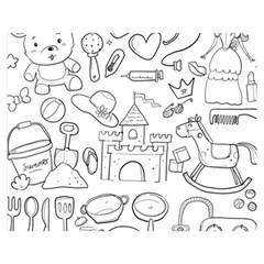 Baby Hand Sketch Drawn Toy Doodle Double Sided Flano Blanket (medium)  by Pakrebo