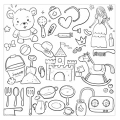 Baby Hand Sketch Drawn Toy Doodle Large Satin Scarf (square) by Pakrebo