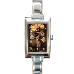 Wonderful Steampunk Lady Rectangle Italian Charm Watch by FantasyWorld7