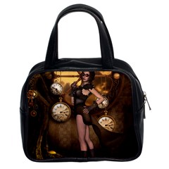 Wonderful Steampunk Lady Classic Handbag (two Sides) by FantasyWorld7