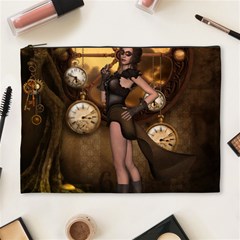 Wonderful Steampunk Lady Cosmetic Bag (xl) by FantasyWorld7