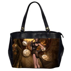 Wonderful Steampunk Lady Oversize Office Handbag (2 Sides) by FantasyWorld7