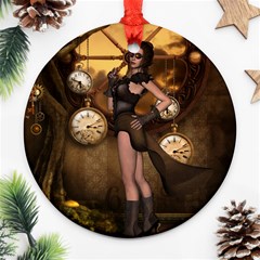 Wonderful Steampunk Lady Ornament (round) by FantasyWorld7