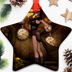 Wonderful Steampunk Lady Ornament (star) by FantasyWorld7