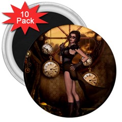 Wonderful Steampunk Lady 3  Magnets (10 Pack)  by FantasyWorld7