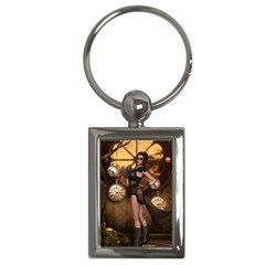 Wonderful Steampunk Lady Key Chains (rectangle)  by FantasyWorld7