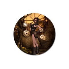 Wonderful Steampunk Lady Magnet 3  (round) by FantasyWorld7