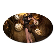 Wonderful Steampunk Lady Oval Magnet by FantasyWorld7