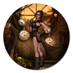 Wonderful Steampunk Lady Magnet 5  (round) by FantasyWorld7