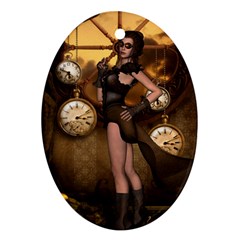 Wonderful Steampunk Lady Oval Ornament (two Sides) by FantasyWorld7