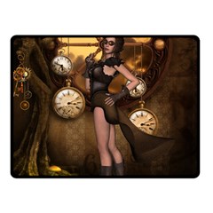 Wonderful Steampunk Lady Double Sided Fleece Blanket (small)  by FantasyWorld7