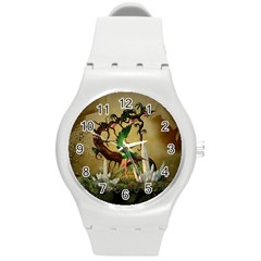 Cute Fairy Round Plastic Sport Watch (m) by FantasyWorld7