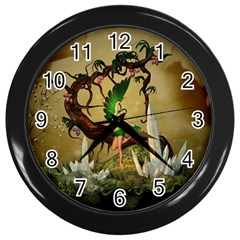 Cute Fairy Wall Clock (black) by FantasyWorld7