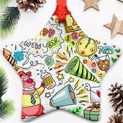 Doodle New Year Party Celebration Ornament (star) by Pakrebo